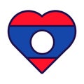 Laos Flag Festive Patriot Heart Outline Icon