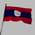 The flag of Laos waves in the wind. 3d rendering, isolated image.