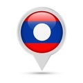 Laos Flag Round Pin Vector Icon