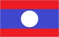 The Laos Flag with three horizontal bands of red and blue white full circle in the middle