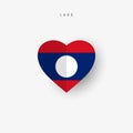 Laos heart shaped flag. Origami paper cut Laotian national banner