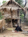 Laos Hill Tribe Man Weaving Baskets Royalty Free Stock Photo