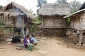 Laos Hill Tribe People Weaving Baskets