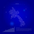 Laos illuminated map with glowing dots. Dark blue space background. Vector illustration