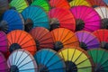 Laos, Luang Prabang. Parasols made of natural materials of different colors