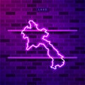 Laos map glowing purple neon lamp sign