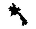 Laos Map. Lao Country Map. Black and White Laotian National Nation Outline Geography Border Boundary Shape Territory Vector Illust