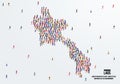 Laos Map. A large group of people form to create a shape of the Laos Map. Royalty Free Stock Photo