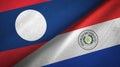 Laos and Paraguay two flags textile cloth, fabric texture