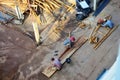 Laos people builder worker build local lao style no have in safety