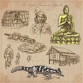 Laos. Pictures of Life. Colored vector pack. Royalty Free Stock Photo