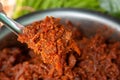 Laos or Thai spicy chili paste close up detail