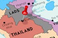 Laos, Vientiane - capital city, pinned on political map