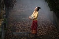 Laos woman in lao traditional dress Royalty Free Stock Photo