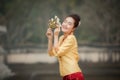 Laos woman in Laos traditional dress Royalty Free Stock Photo