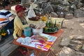 Laos woman saleLaos woman sale Sacrificial offering made from banana leaf and flower