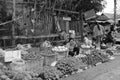 Laos: A woman selling fresh fruits and vegetables on the market in Luang Brabang