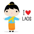 Laos Women National Dress Cartoon Vector