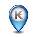 Laotian kip symbol on Mapping Marker vector icon.