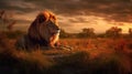 In the Lap of Nature: A Resting Lion in the Savannah