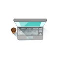 Lap Top An PAper Cup With Coffee Office Worker Desk Element, Part Of Workplace Tools And Stationary Collection Of Royalty Free Stock Photo