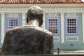 Lapa, State of Parana, Brazil / February 2020: Statue of a Man Reading a News Paper in Francisco Cunha Square Royalty Free Stock Photo