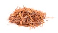 Lapacho herbal tea, isolated on white background. Natural Taheeboo dry tea. Pau d'arco herb. Tabebuia heptophylla.