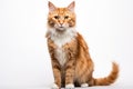 Laperm Cat Stands On A White Background