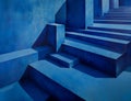 lapis lazuli abstract intersecting shadows on infinite intersecting steps