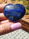 LAPIS LAZULI HEART GEMS STONE ROCK NATURE BLUE GOLD. WOOD BOX