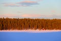 Sunset colours in Lapland, near Kiruna city, the northernmost town in Sweden, Europe