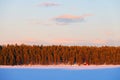 Sunset colours in Lapland, near Kiruna city, the northernmost town in Sweden, Europe