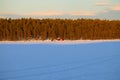 Sunset colours in Lapland, near Kiruna city, the northernmost town in Sweden, Europe Royalty Free Stock Photo