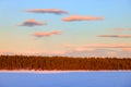 Sunset colours in Lapland, near Kiruna city, the northernmost town in Sweden, Europe