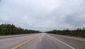 Lapland Finland, wide road that is a emergency landing place for airplanes Royalty Free Stock Photo