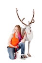 Lapland girl with white caribou