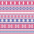 Lapland traditional folk art design, Sami vector seamless pattern, Scandinavian, Nordic background