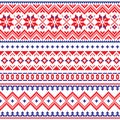 Lapland vector seamless winter pattern, Sami people folk art design, traditional knitting and embroidery Royalty Free Stock Photo