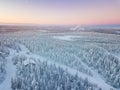 Laplandia view from the top. Polar drone flight