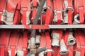 Lapped fire hoses on a fire truck Royalty Free Stock Photo