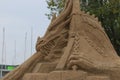 Captive Dragon. Sand sculpture in Lappeenranta Royalty Free Stock Photo