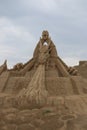 Lappeenranta. Enslaved dragon. Sand sculpture, front side view Royalty Free Stock Photo