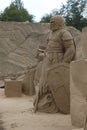Sand sculpture - Crusader Knight. Left view Royalty Free Stock Photo