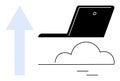 Laptop Above Cloud with Upward Arrow Representing Cloud Computing and Digital Growth Royalty Free Stock Photo
