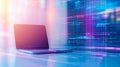 Laptop with Abstract Code Data Stream Royalty Free Stock Photo