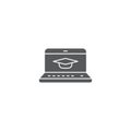 Laptop with academic cap vector icon symbol isolated on white background Royalty Free Stock Photo