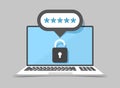 Laptop with account login icon in flat style. Password form page vector illustration on isolated background. User authorization