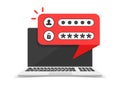 Laptop with account login icon in flat style. Password form page vector illustration on isolated background. User authorization