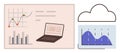 Data Analysis with Laptop, Charts, and Cloud Storage Concept Royalty Free Stock Photo
