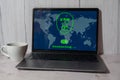 Laptop App screen of VPN creation Internet protocols for protection private network Virtual private network anonymous